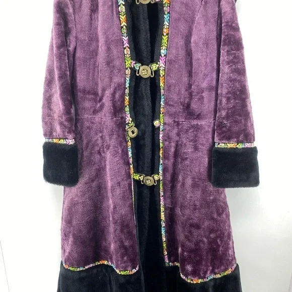 Vintage 1960’s Niccolini Medium Purple Black Faux Fur Penny Lane Coat Re… - Picture 3 of 15